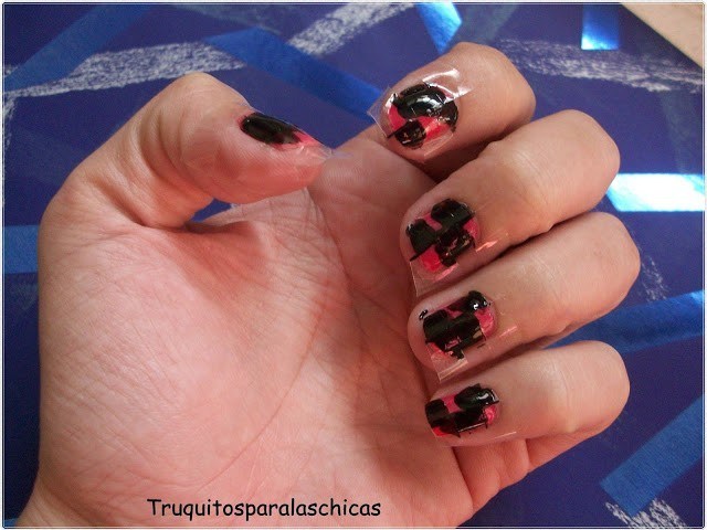 black and pink manicure